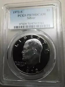:1972-S $1 �A�C�[���n���[ �V���o�[ �h�� PCGS PR70 �f�B�[�v�J���I �g�b�v �|�b�v �ō����O���[�h