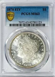 1878 8TF ���[�K�� PCGS MS63 �t���X�e�B 8 �e�[���t�F�U�[ �V���o�[ �_���[!