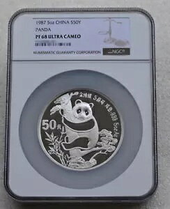 NGC PF 68 ULTRA CAMEO 1987 5oz CHINA S50Y PANDA Vo[ LORC