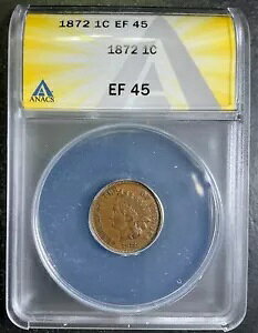 ANACS XF45 1872 �C���f�B�A�� �Z���g ���A �^�t �L�[ �f�[�g �F��R�C�� A9
