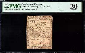 �嗤�ʉ� Fr#CC-20 1776 �N 2 �� 17 �� $1/3 PMG 20 *Fugio Note*