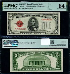 FR�B 1528* $5 1928-C �@��ʉ� *-A �u���b�N�I�� PMG CU64 EPQ �X�^�[