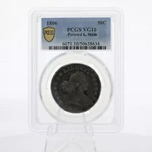 1806 50C �h���[�v �o�X�g �n�[�t�_���[ �|�C���e�b�h 6�A�X�e�� PCGS VG10 US �R�C��