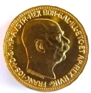 オーストリア金貨 20 コロナ コイン 1915 KM#2818 AGW 0.196 オンス。 .9000 細かさ リストライク