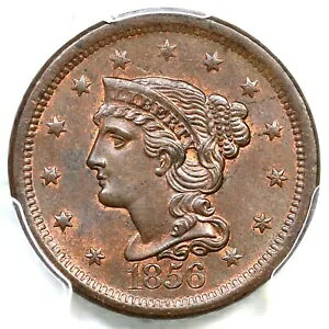 1856 N-14 PCGS MS 64 BN 編み込みヘア ラージ セント コイン 1c
