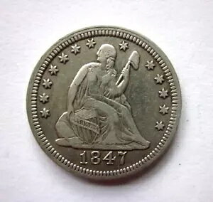 1847 ���o�e�B �V�[�e�b�h �N�H�[�^�[ 25c �R�C�� �t�B���f���t�B�A �~���g �f�G�Ȓ��������t�^�C�v�̃R�C��