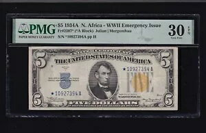 US 1934A $5 �k�A�t���J�b��X�^�[�m�[�g (A �u���b�N) FR 2307 PMG 30EPQ (394)