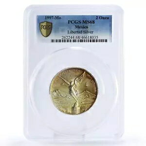 メキシコ 2 オンザ リベルタ独立天使 MS68 PCGS 銀貨 1997