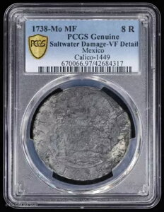 1738-Mo MF 8R メキシコ シルバー ピラー ドル PCGS VF 詳細 |キャリコ-1449 |シーサル