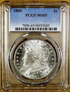 1880 PCGS MS65 �����K�� �h�� 100% �z���C�g VAM-11 �{�� 880 8/7 �`�F�b�N�}�[�N (685)