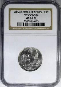 2004-D WI 25C NGC MS65PL EXTRA LEAF HIGH ~ �d�v�ȕi��Ɗ󏭂ȏ؋�!