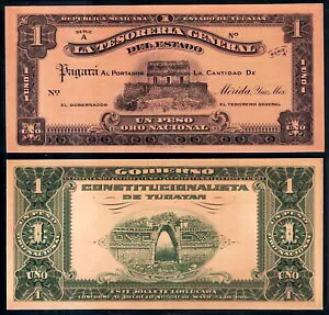 2358: 1916 GOB CONSTITUCIONALISTA DE YUC 1 y\ v[t Zbg - M4132p - UNC!