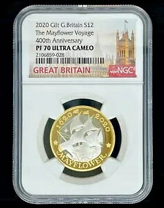 2020 �V���o�[ ?2 �p�� NGC �R�C�� 400th Historic Mayflower Voyage PF70 UC