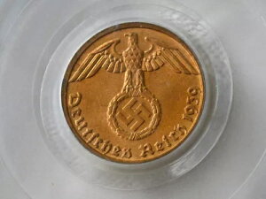 PCGS MS-65 RD �i�`�X�� 1939-D 1 ReichPfennig Coin-�h�C�c�� 3 �鍑������!!
