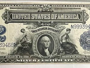 1899 $2 �V���o�[�ؖ��� FR 258 PMG 50EPQ Nice Choice Note