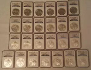 1986 - 2010 $1 �A�����J�� �C�[�O�� - 25 �R�C�� �Z�b�g - NGC MS 69 - �Z�b�g 1166/1500