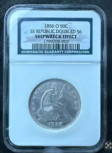 1856-O 50C SS Republic Doubled 56 Shipwreck Effect NGC 1799208-002 �I�t�@�[���܂��傤!