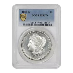 1880-S $1 �����K�� �h�� �V���o�[ PCGS MS67+ ��Γ�������̂��� .900 �㎿�R�C��