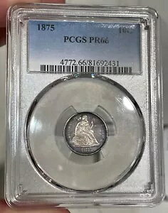 1875 �v���[�t �V�[�e�b�h �_�C�� �O���[�f�B���O PR66 by PCGS Nicely Toned Gem PQ+ 700 Minted