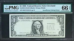 NQC 3 �Ԗڂ̈���G���[ Fr. ������܂���B 1914-D $1 1988 FRN GU 66 EPQ