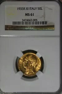 1933-R 50L NGC MS61 XI ITALY Od݁A