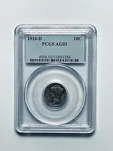 1916-D �}�[�L�����[ �_�C�� PCGS AG03