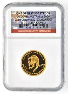 2009 1/2 �I���X �v���[�t �S�[���h $50 �h���[�~���O - �J���K���[ �E���g�� PF 70 NGC Discover Australia