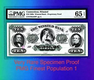 1860年 The Winsted Bank Connecticut $10 OBSOLETE CURRENCY PROOF PMG 65 EPQ FINEST