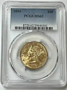 1894 P $10 �S�[���h �C�[�O���X ���o�e�B �w�b�h �S�[���h �R�C�� PCGS MS-62