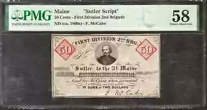 1860 50c ���t�c�� 2 ���c���C�� �T�g���[ �X�N���v�g �m�[�g F. �}�b�P�C�u PMG AU 58