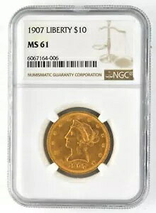 1907 $10 oeB wbh C[O S[hF NGC MS 61 US RC  BU