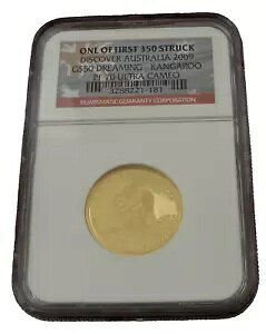 �I�[�X�g�����A 2009 P �S�[���h 1/2 �I���X $50 NGC PF70UC Discover Australia - �J���K���[