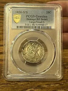1856-S/S 25c �V�[�e�b�h �N�H�[�^�[ PCGS �F�� XF �f�B�e�[�� �󏭕i�� ��/�� S