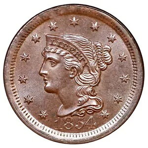 1854 N-25 R-3 NGC MS 66 BN CC x ҂ݍ݃wA [W Zg RC 1c