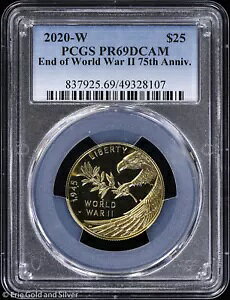 2020-W $25 �v���[�t ��񎟐��E���I�� 75 ���N�L�O 1/2 �I���X �S�[���h �R�C�� PCGS PR 69 DCAM