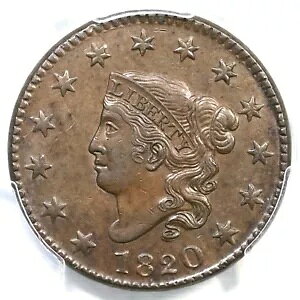 1820 N-11 R-2 PCGS AU 58 �}�g�����܂��̓R���l�b�g �w�b�h ���[�W �Z���g �R�C�� 1c
