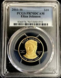 2011 W �S�[���h $10 �C���C�U �W�����\�� 3,887 �����ς� �ŏ��̔z��� PCGS �v���[�t 70 DCAM