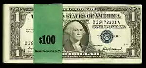1957 N 1 h1619 COMPLETE SILVER CERTIFICATE PACK 100 Consec SIWi CU
