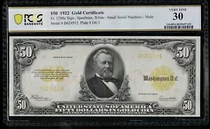 SC 1922 $50 Fr.1200a �~���[�� �X���[�� S/N �o���G�e�B SCARCE �S�[���h�ؖ��� PCGS 30 912
