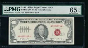 AC 1966A $100 �@��ʉ� PMG 65 EPQ Fr 1551 ���b�h�V�[��