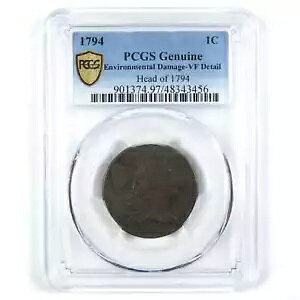 1794 ヘッド オブ 1794 リバティ キャップ ラージ セント VF 詳細 PCGS SKU:I14439