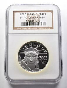 PF70 UCam 2002-W $100 �A�����J�� �v���`�i �C�[�O�� 1oz �v���`�i NGC *5675