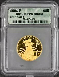 1991-P $25 �A�����J�� �S�[���h �C�[�O�� 1/2 �I���X - ICG PR70DCAM - ?COINGIANTS?