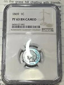 * 1869-P * �C���f�B�A�� �w�b�h �Z���g �v���[�t PCGS PF-63 BN �J���I�̔������F�����̍�i