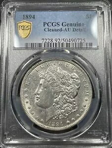 1894 モーガン シルバー ダラー PCGS AU 詳細、クリーニング済みキー日付 110K 製