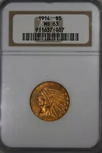 1914 G5.00 NGC MS 63 n[tC[O݁A5 h