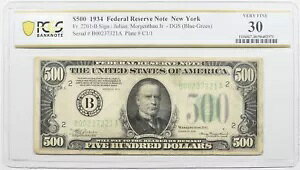 1934N $500 PCGS VF 30 j[[N NY 500h ɏ㎿