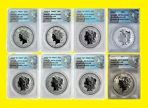 2022 MORGAN & Peace Dollar COMPLETE 8 �R�C���Z�b�g Anacs RV PF 70 �t�@�[�X�g�X�g���C�N