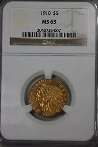 1910 G5.00 NGC MS 63 n[tC[O݁A5 h
