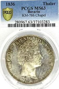 �h�C�c�A�M���a���o�C�G�����B 1836 �^�[���[�R�C�� Thaler PCGS MS 63 F.STG/STG UNC CHAPEL